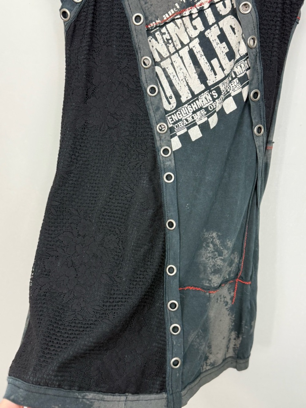 SALVAGE Sleeveless Black/Gray/White Graphic Lace up Tank Top Tunic Dress Sz S - Picture 6 of 14